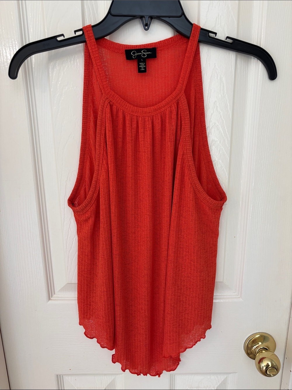 Jessica Simpson Vibrant Orange Textured Tank Top